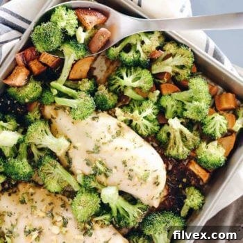 One Pan Honey Garlic Chicken, a quick and easy sheet pan dinner.