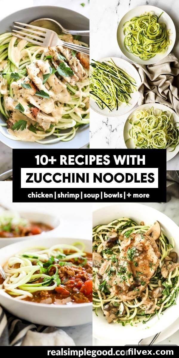 A vibrant bowl of zucchini noodles mixed with various colorful ingredients, showcasing a healthy meal.