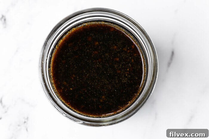 Overhead image of stir fry sauce in a jar