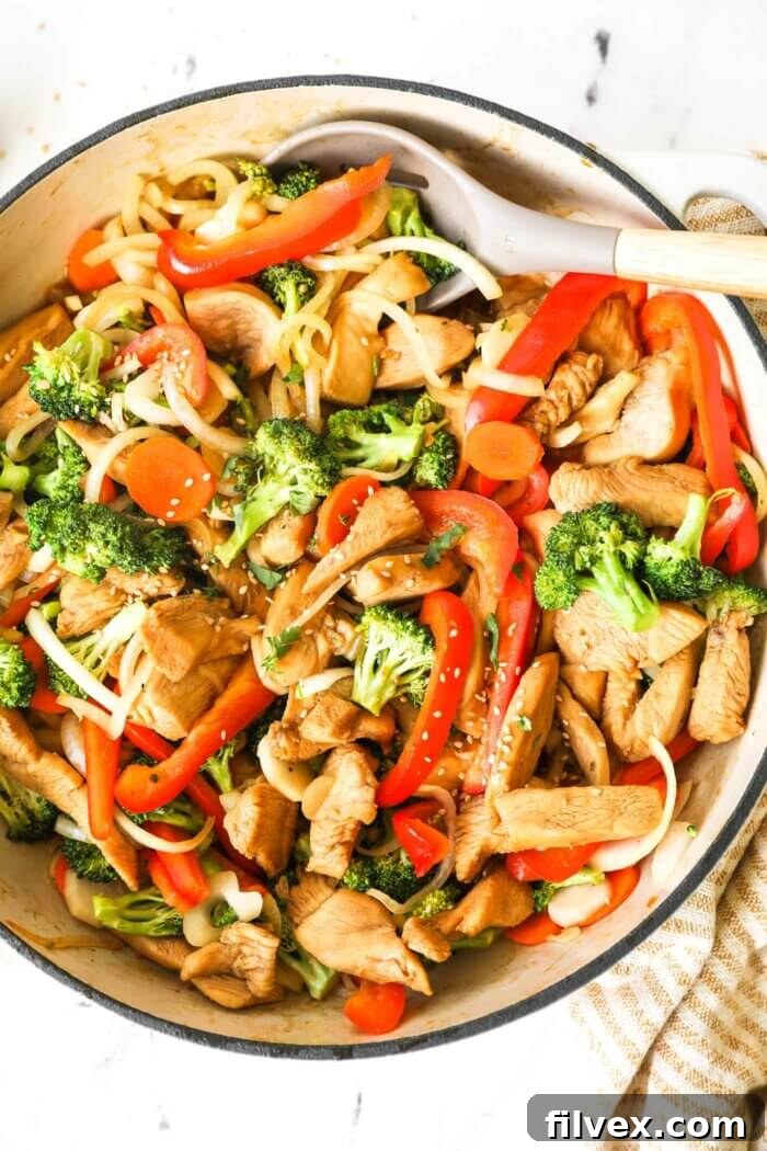 Marinated chicken stir fry in a pan, ready to be cooked