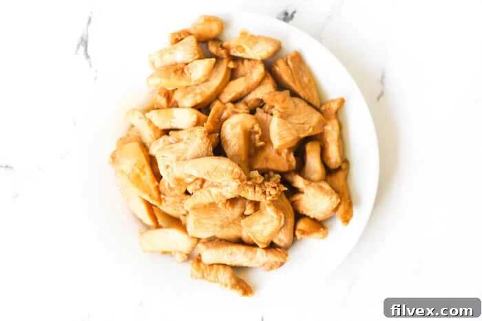 Cooked chicken pieces on a plate