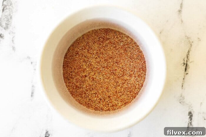 Sweet potato fry seasoning mixture prepared in a small ramekin