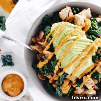 Paleo Chicken Bowl with Roasted Red Pepper Sauce