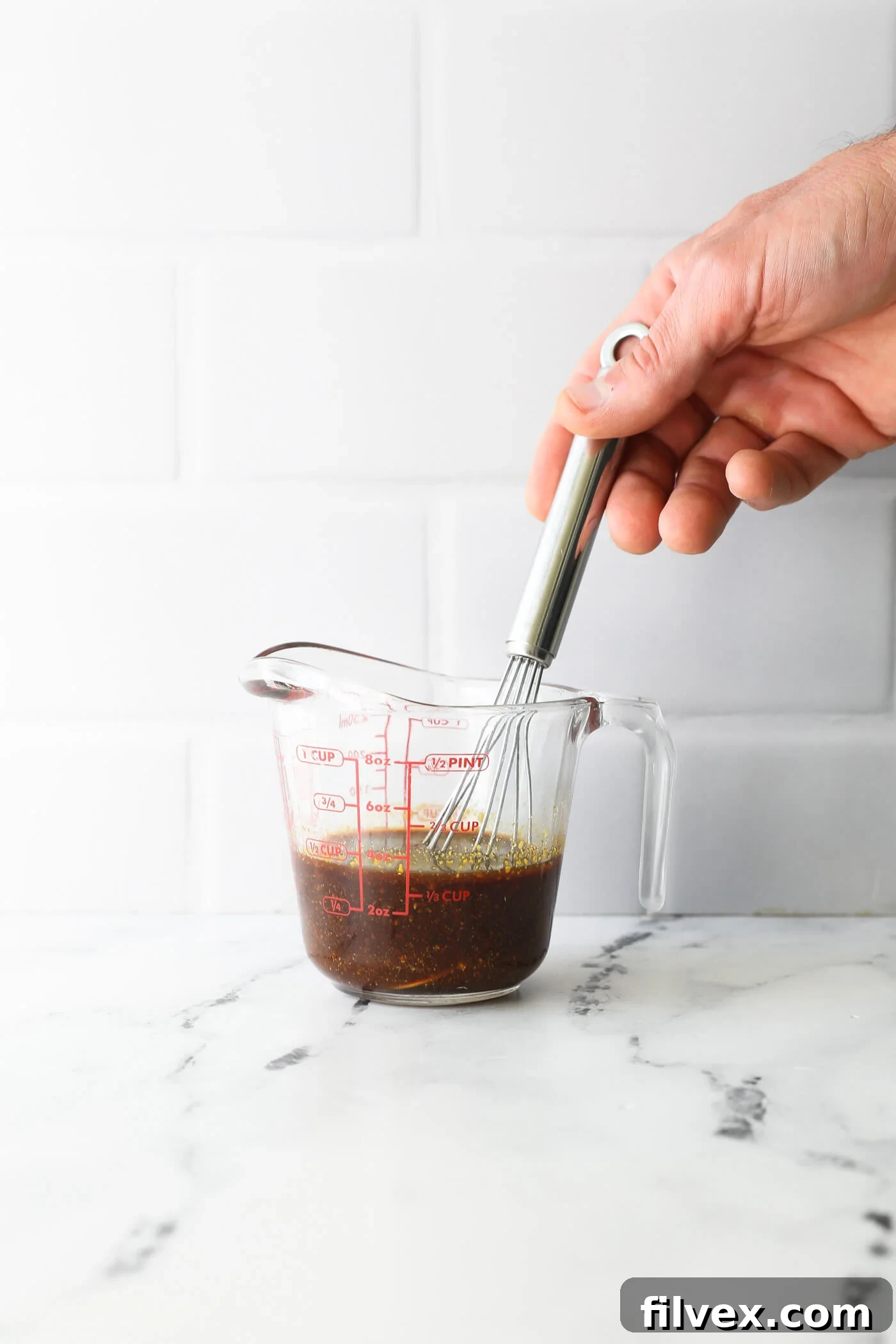 Step 1: Mixing the homemade sauce ingredients in a bowl.