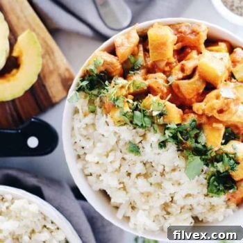 Delicious Red Curry Squash Chicken Bowl