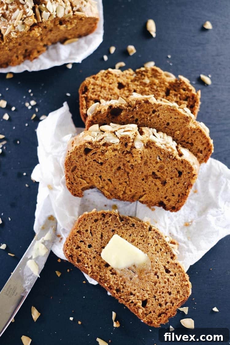 Healthy nut-free Paleo pumpkin bread made with cassava flour, gluten-free, dairy-free, and refined sugar-free. Perfect for fall. | realsimplegood.com
