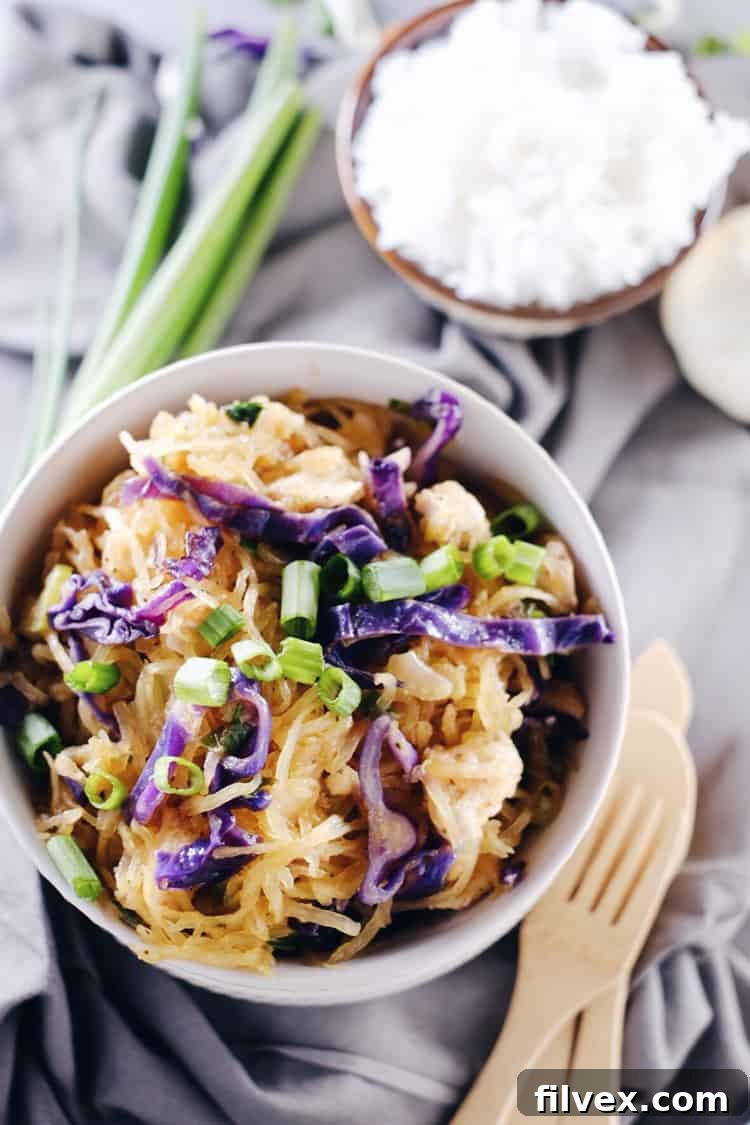 This spaghetti squash chicken chow mein is legit with all the flavor and none of the nonsense! Paleo + Gluten-Free. | realsimplegood.com