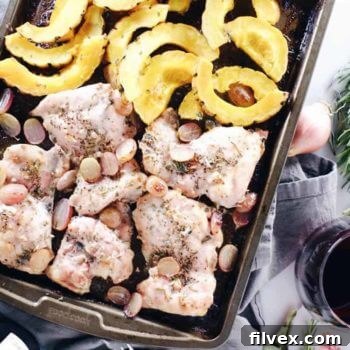 Sheet Pan Chicken and Squash Dinner, a paleo and whole30 recipe.