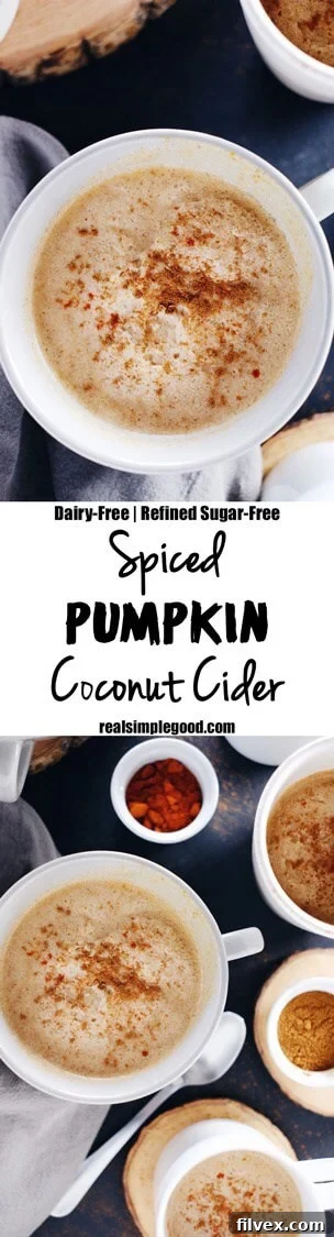 Spiced Pumpkin Coconut Cider recipe banner, encouraging pinning to Pinterest.