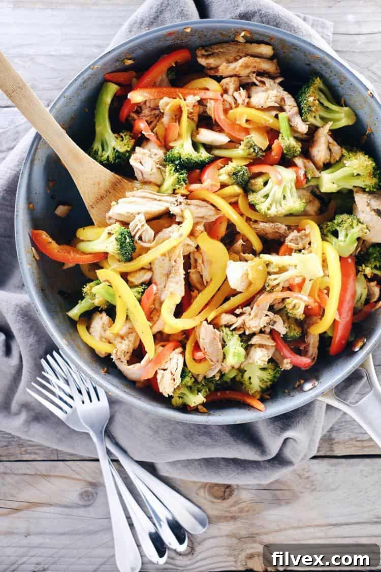 Vibrant Leftover Turkey Stir-Fry with colorful bell peppers and broccoli - Paleo, Whole30, Keto-friendly