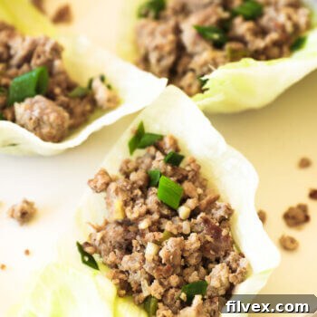 Close up image of keto lettuce wraps on a plate