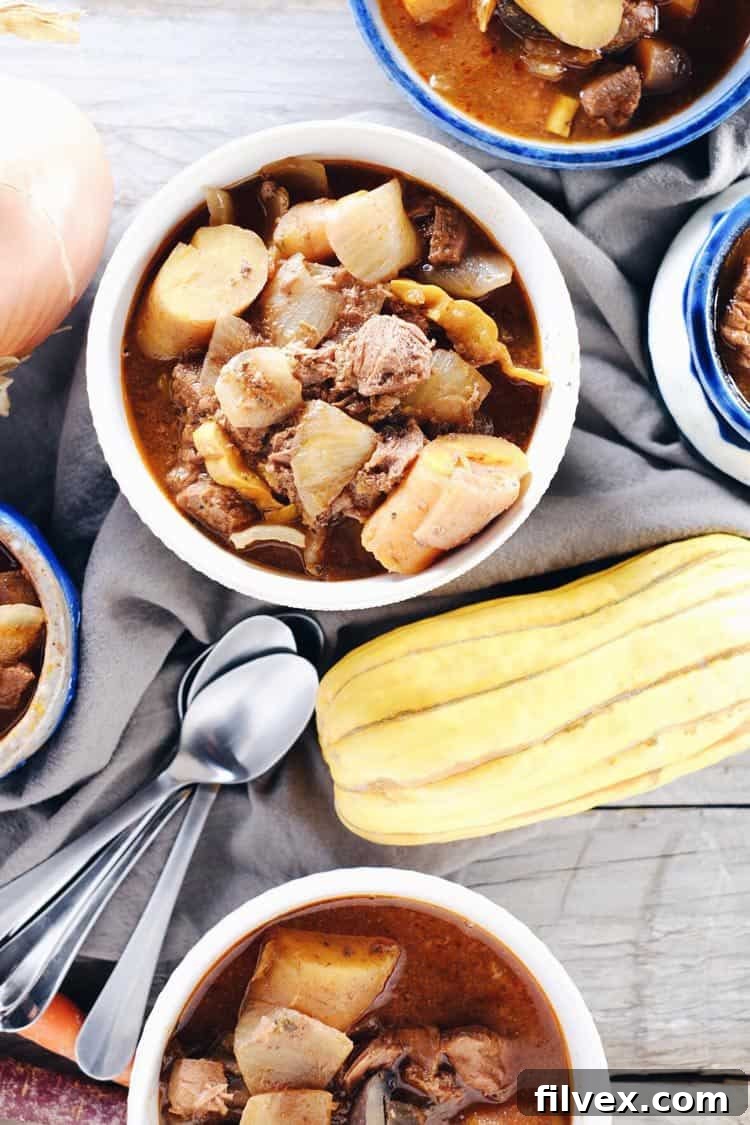 There is something so cozy about stew packed with beef and veggies. This crockpot beef stew is Paleo + Whole30, yet hearty and boasts lots of flavor! Paleo, Whole30 + Gluten-Free. | realsimplegood.com