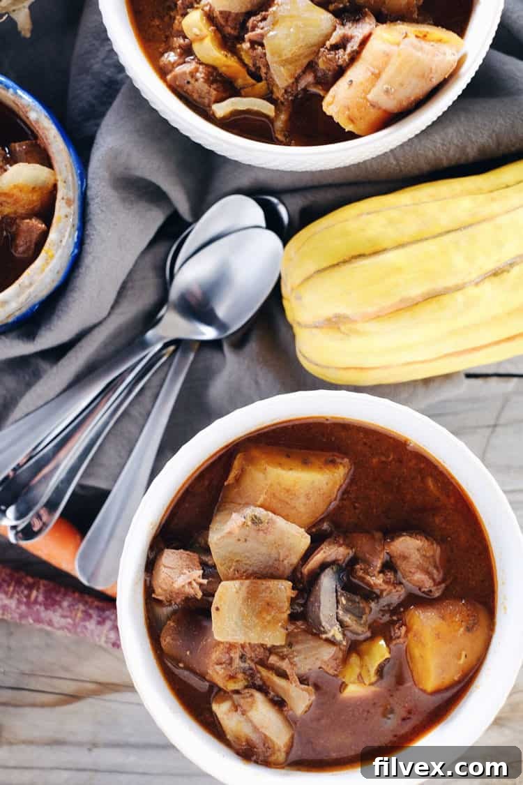 There is something so cozy about stew packed with beef and veggies. This crockpot beef stew is Paleo + Whole30, yet hearty and boasts lots of flavor! Paleo, Whole30 + Gluten-Free. | realsimplegood.com