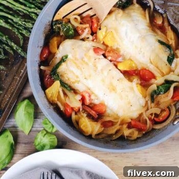 Tomato Basil Cod with Asparagus