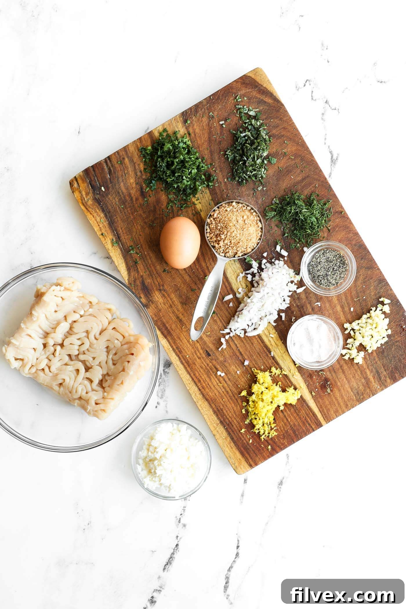 Prep and gather all the meatball ingredients.